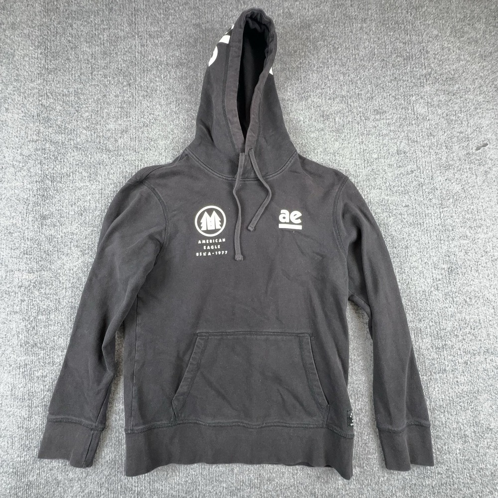 American Eagle Hoodie Mens Small Gray Logo Graphic‎ Kangaroo Pocket Pullover